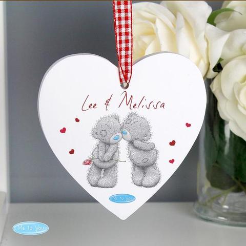 Personalised Me to You Couples Wooden Heart Decoration