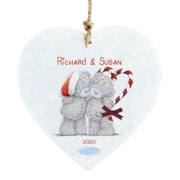 Me To You Couple Christmas Wooden Heart Decoration