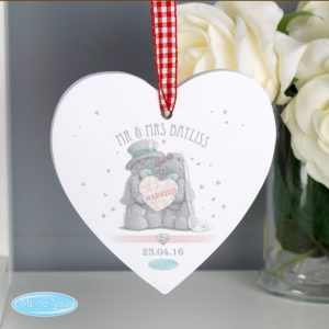 Me To You Wedding Couple Wooden Heart Decoration