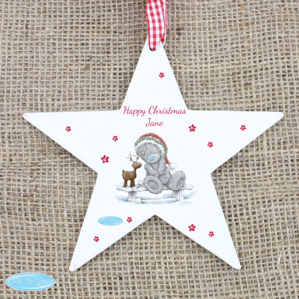 Me To You Reindeer Wooden Star Decoration