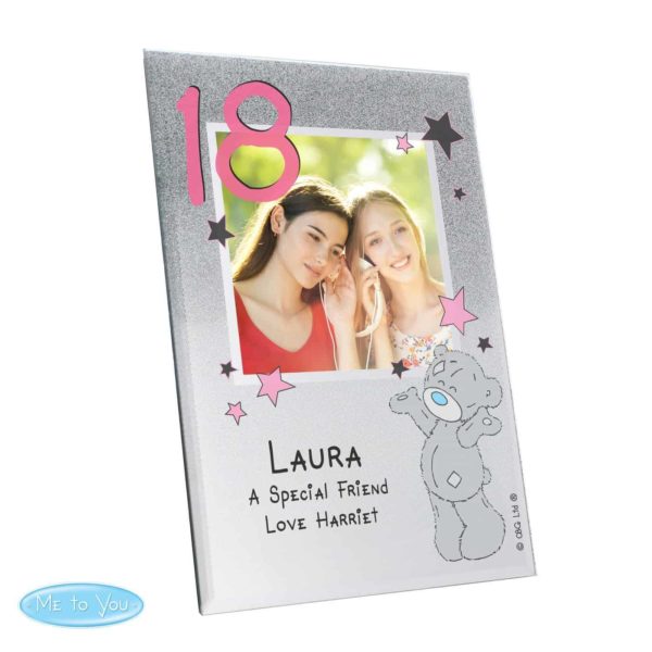 Personalised Me To You Sparkle & Shine 4x4 Glitter Glass Photo Frame